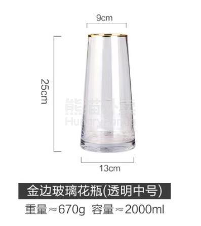 日本金边玻璃花瓶 低调奢华有内涵(透明) 标准 任选