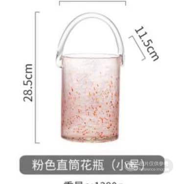 北欧风格精致手提玻璃花瓶 是粉嫩嫩的颜色哦 标准 任选