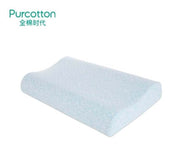 全棉时代护颈记忆枕人体工学波浪设计及浅蓝色亲肤外观展示
