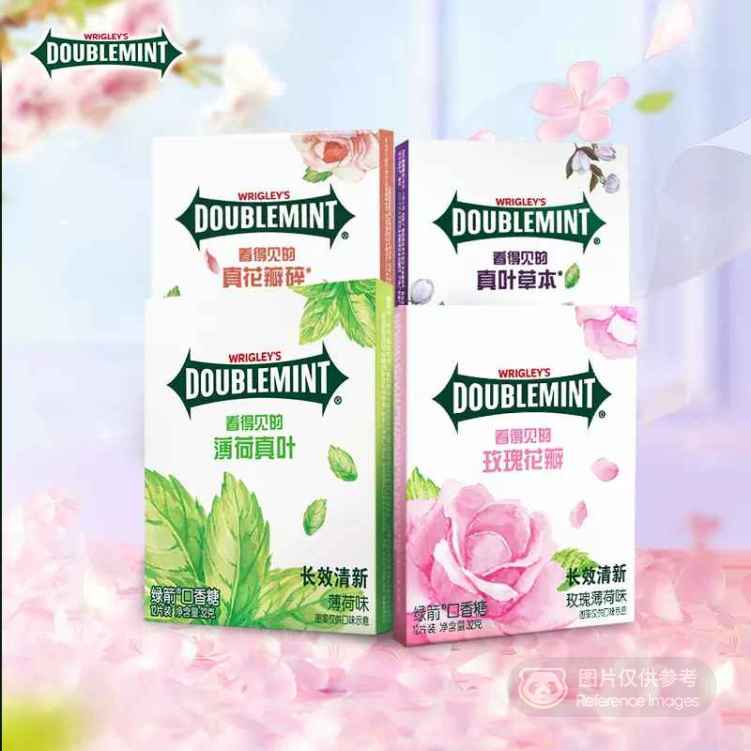 真花叶真清新 绿箭真花瓣口香甜 樱花玫瑰/茉莉薄荷/经典薄荷 樱花玫瑰/茉莉薄荷/经典薄荷 任选