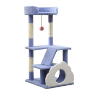 云朵城堡猫爬架蓝白配色带爬梯和云朵猫窝93cm高