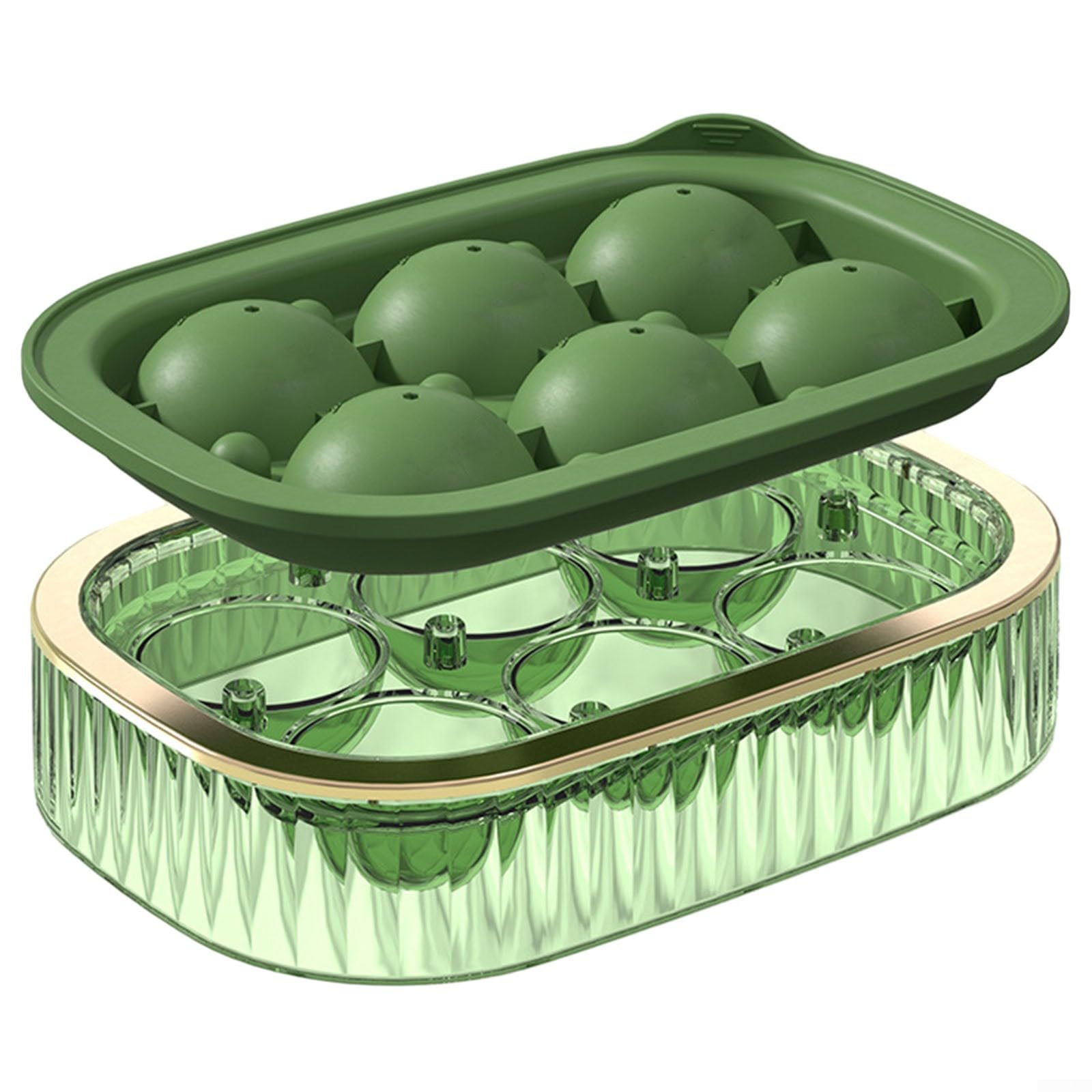 威士忌大粒制冰球 6 个装 牛油果绿食品级硅胶冰球模具带收纳盒 3cm 大冰球