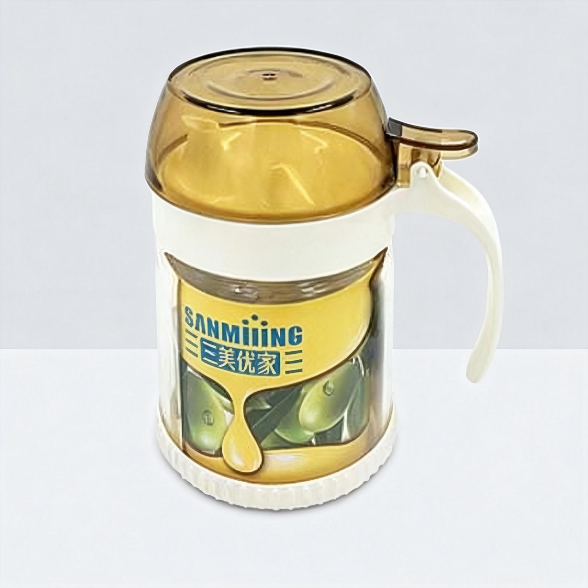 三美优家多功能防滑玻璃油壶 自动开合防漏油瓶家用厨房储油罐