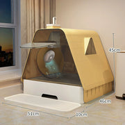 梦幻小屋全封闭抽屉式猫砂盆尺寸图51cm长别墅造型防臭设计