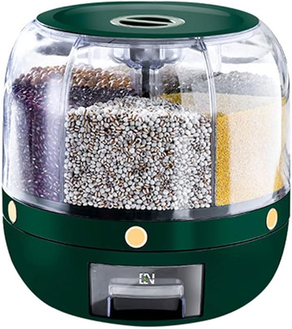 日式可旋转五谷杂粮米桶 密封防虫防潮 6 格分类大容量 20 斤储米箱