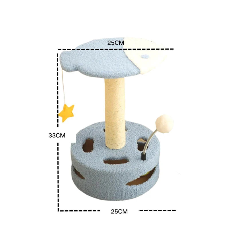 趣味一体式猫抓柱小鱼款尺寸图33cm高带逗猫球玩具