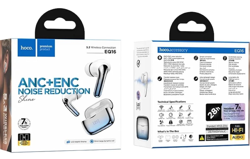 浩酷-hoco-EQ16-真无线降噪耳机-ANC-ENC双重降噪-LED数字显示屏-电量仓展示