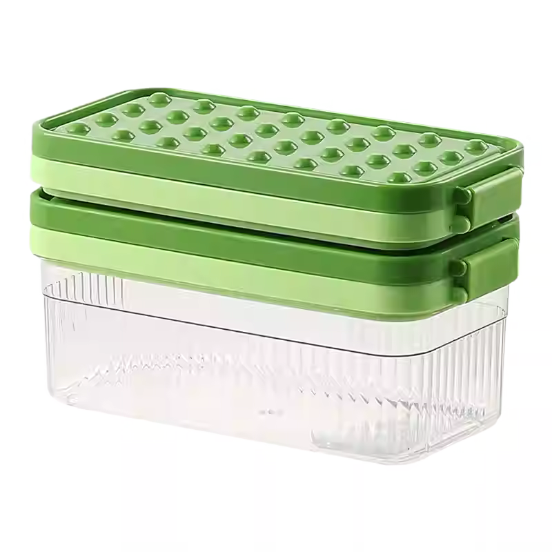 64 格硅胶冰格 双层带收纳盒食品级硅胶冻冰块模具