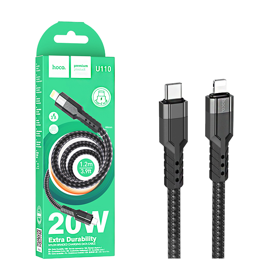浩酷-hoco-U110-20W-PD快充数据线-尼龙编织-Type-C转Lightning展示