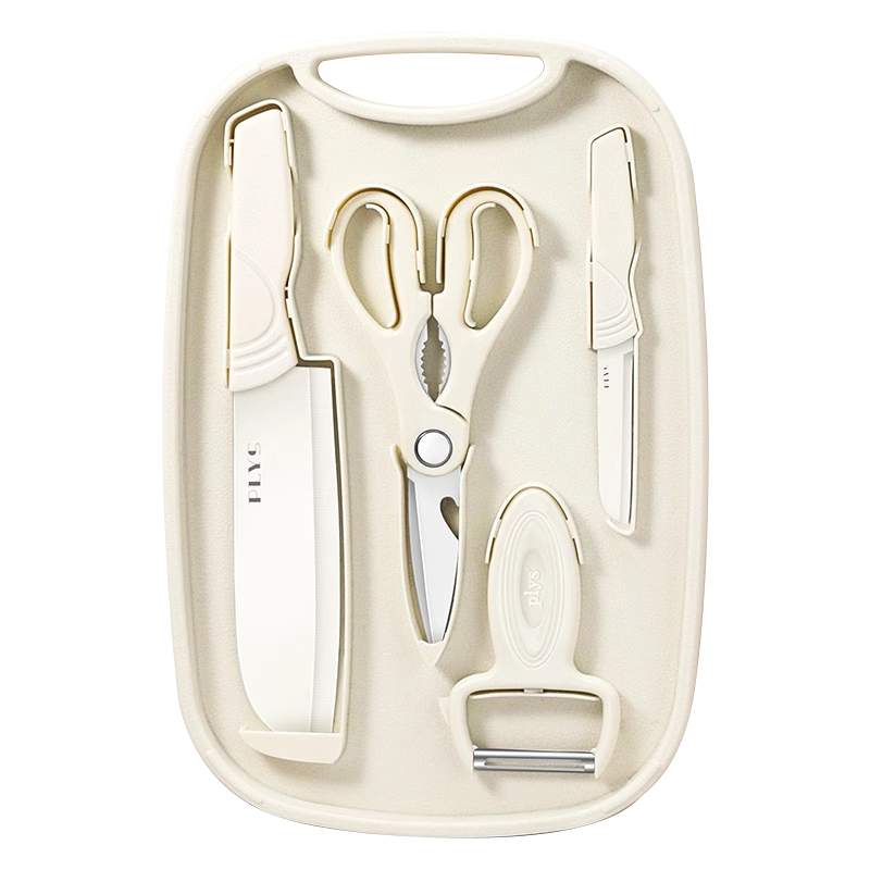 刀具五件套 + 切菜板 食品级不锈钢家用厨房刀具套装带收纳底座