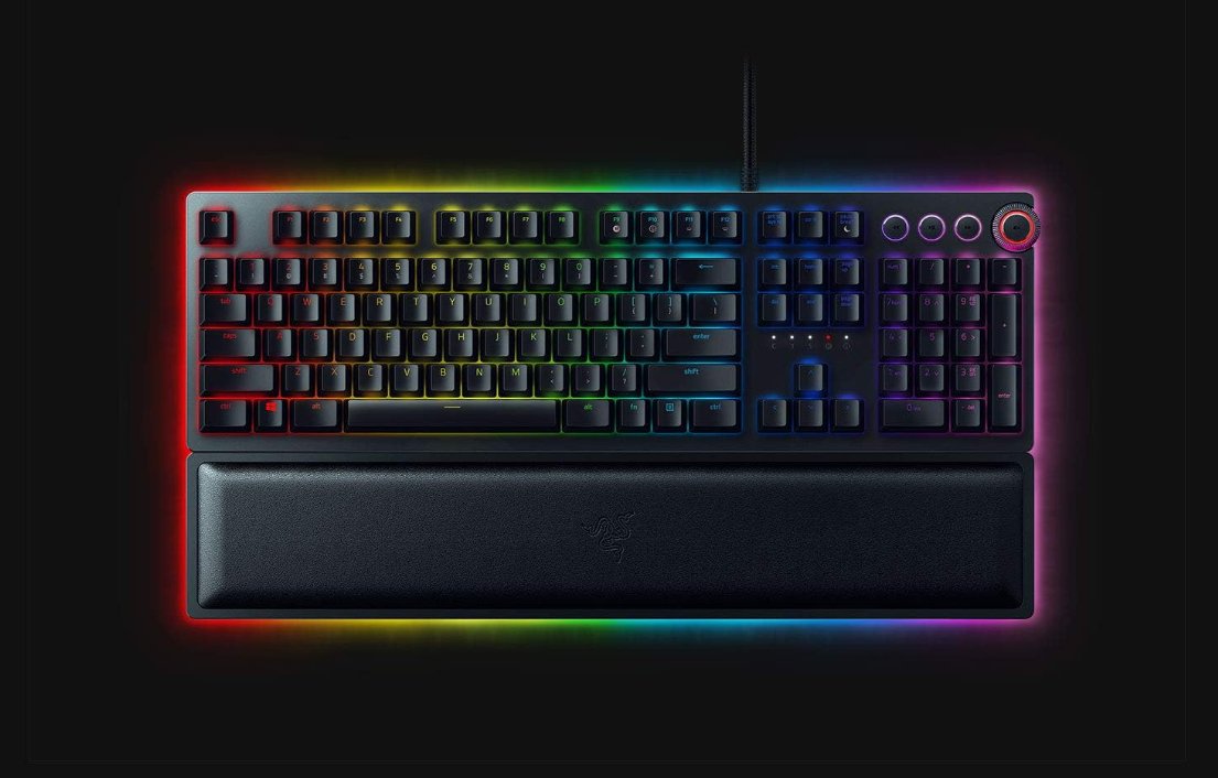 Razer-Huntsman-V2-机械键盘-RGB-电竞外设-正面展示图