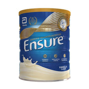 雅培 Ensure 安素成人营养粉 850g 香草味罐装正面图，展示蓝色罐身、品牌 Logo 及牛奶飞溅图案。