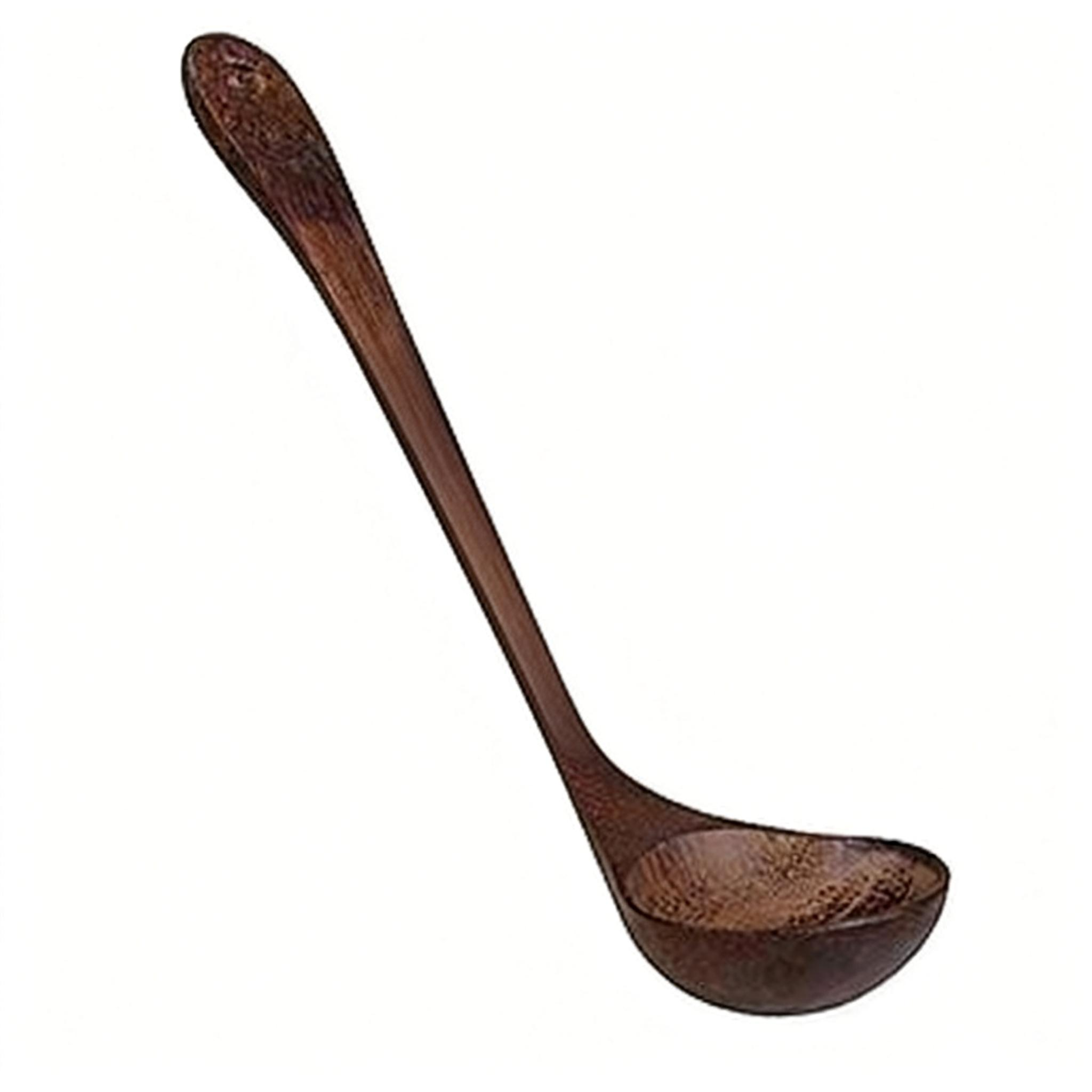 无漆鸡翅木汤勺 金装防烫长柄实木家用盛汤勺