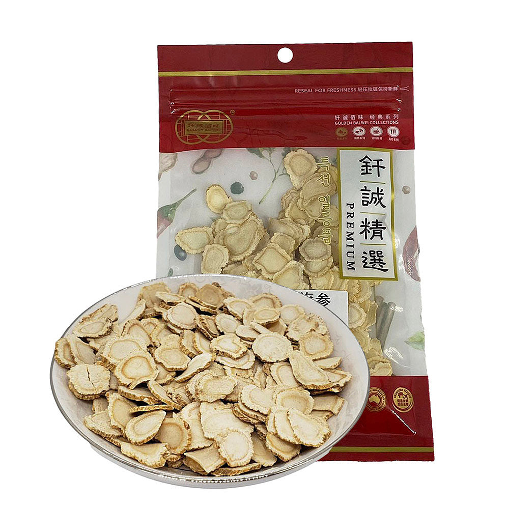 钎诚精选特级花旗参切片，30g 原切参片展示，纹理清晰色泽自然
