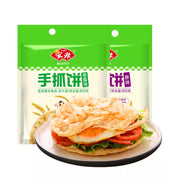 安井手抓饼 900g 家庭装正面包装图，展示 10 片装冷冻面点外观
