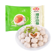 安井爆汁小鱼丸 500g 速冻包装袋正面图，展示品牌与产品名称