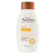 Aveeno 艾维诺苹果醋洗发水正面图，白色瓶身配棕色瓶盖，标签显示 Clarify & Shine Shampoo。