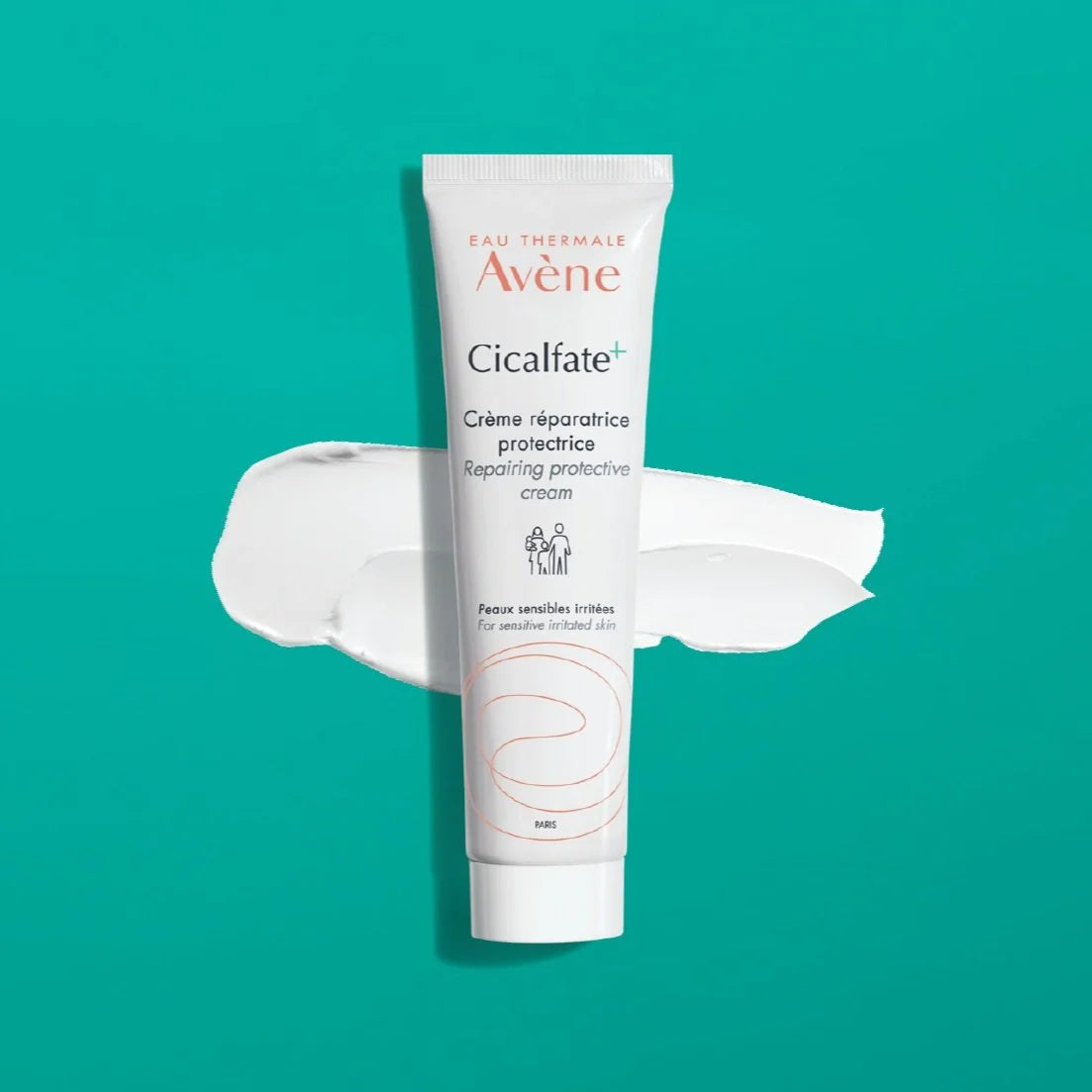 雅漾修护霜产品细节图，展示绿色包装设计与质地说明