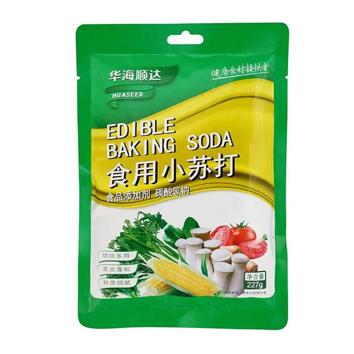 华海顺达食用小苏打 227g 白色包装袋正面图