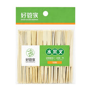 好管家竹质水果叉70支袋装，白色背景，包装正面展示天然竹材与坚韧耐用卖点。