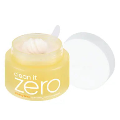 芭妮兰 Clean It Zero 卸妆膏开盖展示，可见内部淡粉色膏体质地与附带的小勺。