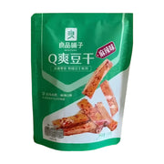 良品铺子麻辣豆干 128g 单包独立包装正面图，展示红色包装袋与产品实物