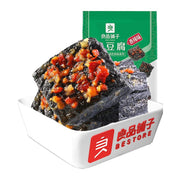 良品铺子香辣臭豆腐 120g 包装袋正面，展示黑色豆腐块与红色辣椒图案