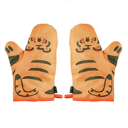 M 隔热手套 2 只装老虎款 萌趣卡通防滑防烫厨房手套 15×27cm