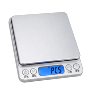 精准厨房秤电池款 2kg 0.1g/0.01g 精度电子秤 不锈钢秤面厨房称重工具
