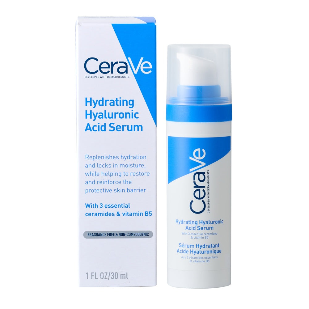 CeraVe 玻尿酸修护精华 30ml 瓶身正面图，展示品牌标志与产品主要信息