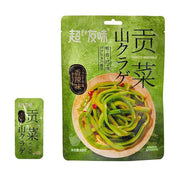 超友味贡菜香辣味包装正面，绿色袋装，印有清脆贡菜实物图，净含量100克。