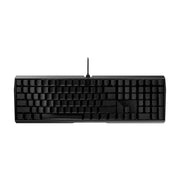 CHERRY 樱桃 MX3.0S 黑色全尺寸 108 键机械键盘俯视图，展示简约无光设计与一体成型铝制底壳。