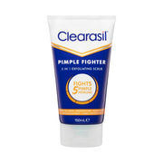 Clearasil 五合一去角质洁面乳 150ml 瓶身正面图，白色包装展示品牌与产品名。