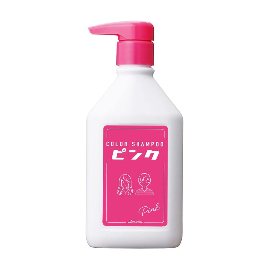 日本 COSME 大赏护色洗发水红色系（Pink）正面展示，白色瓶身搭配粉色泵头与标签。
