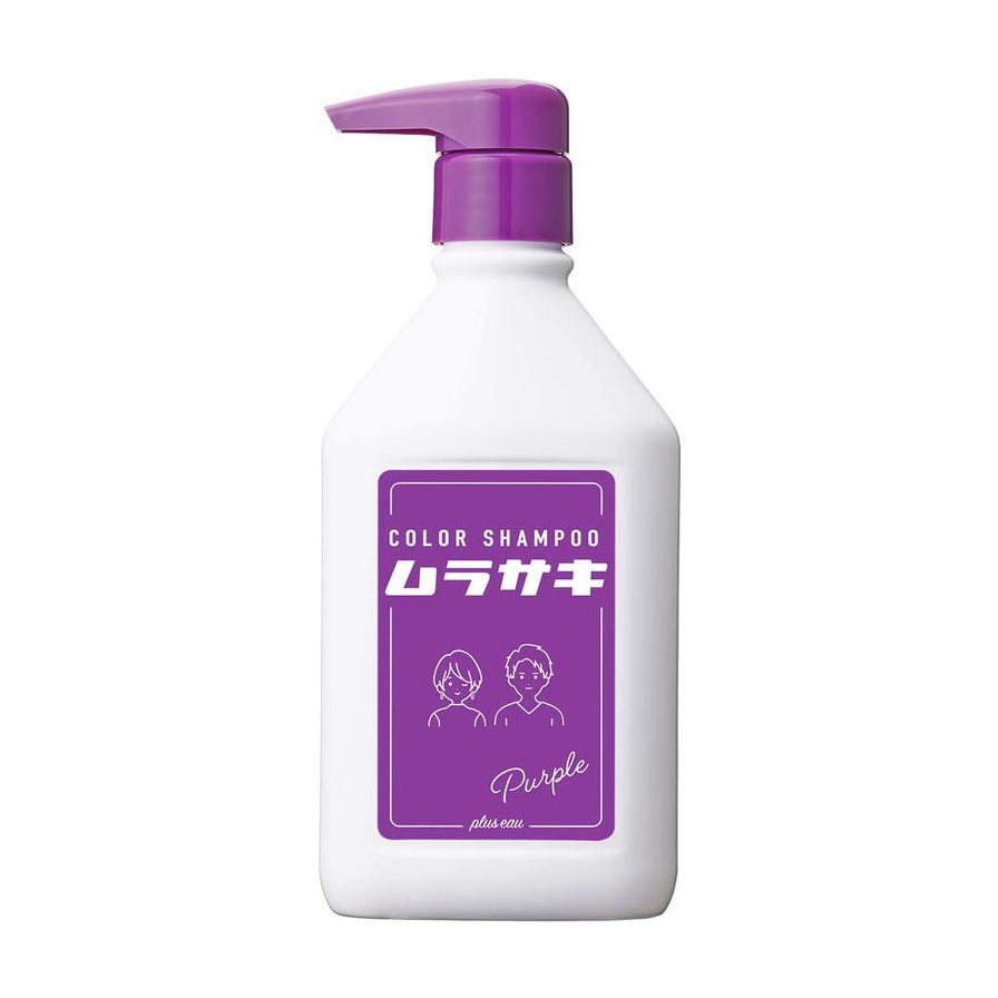 日本 COSME 大赏护色洗发水紫色系（Purple）正面展示，白色瓶身搭配紫色泵头与标签。