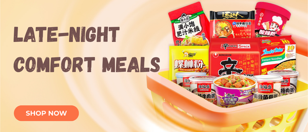 Late-night comfort meals – Asian instant noodles, canned goods and snacks available at Cozy Nook
