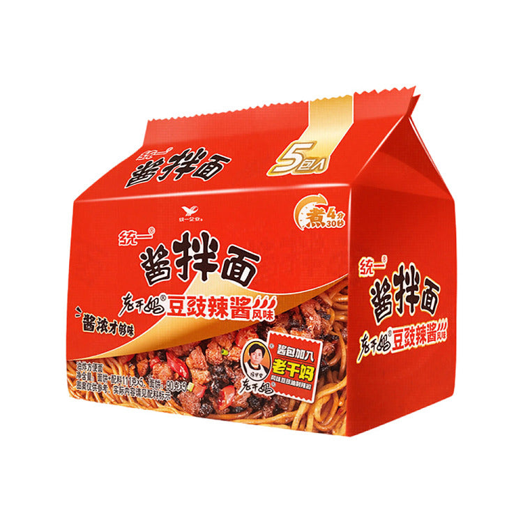 统一老干妈豆豉辣酱酱拌面111g×5包装主图