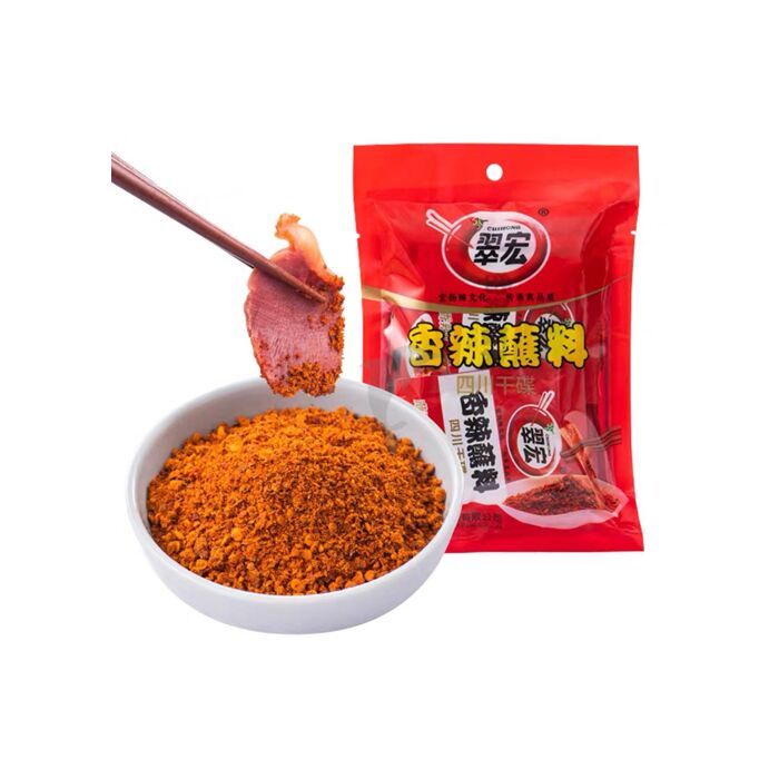 翠宏香辣蘸料包装细节图，展示产品质地与配料信息