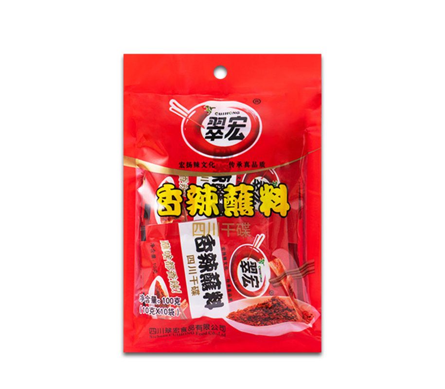翠宏香辣蘸料 100g 包装袋正面，展示红油辣椒与香料混合的干碟粉末