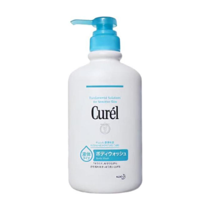 珂润 Curel 沐浴露 420ml 白色瓶身配蓝色泵头，正面展示产品包装及日文标识。