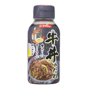 Daisho 牛肉盖饭汁玻璃瓶正面图，标签展示吉野家风味日式牛丼调料信息。
