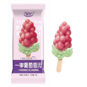 德华一串葡萄雪泥冰棒，3D 仿真红提造型，紫色渐变外观的单人份冷冻甜点