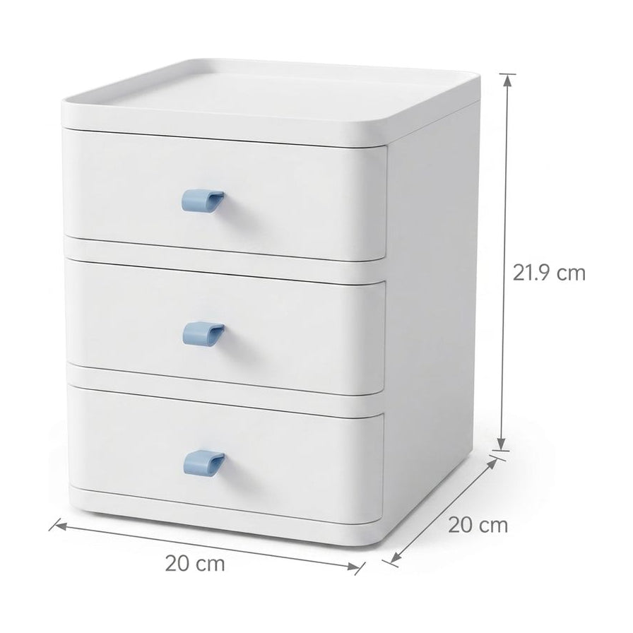 收纳盒尺寸示意图，标注了长宽高分别为 20cm、20cm 和 21.9cm。