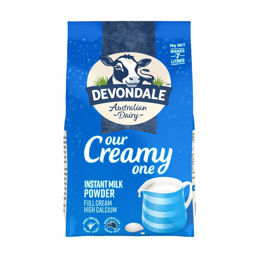 Devondale德运全脂高钙成人奶粉1kg蓝袋包装正面图