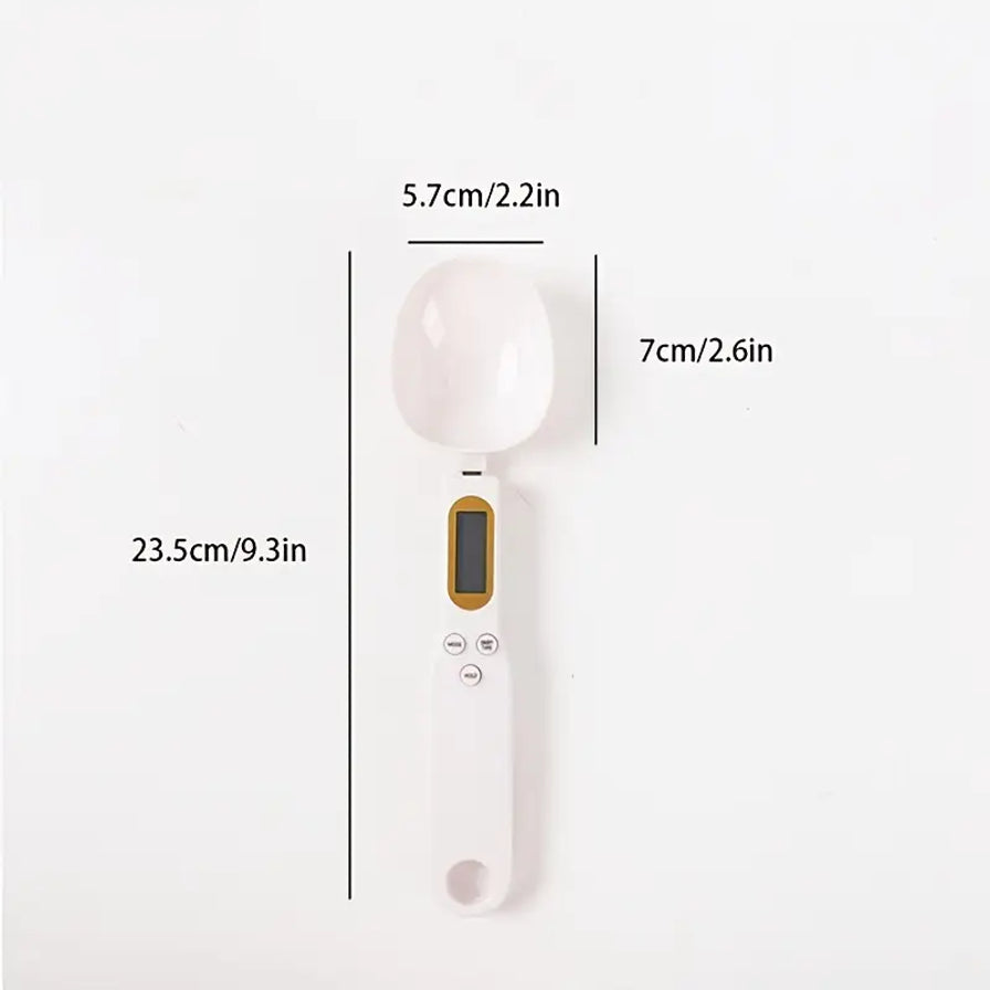 电子勺子秤的尺寸标注图，显示全长23.5cm，勺头长7cm，宽5.7cm。