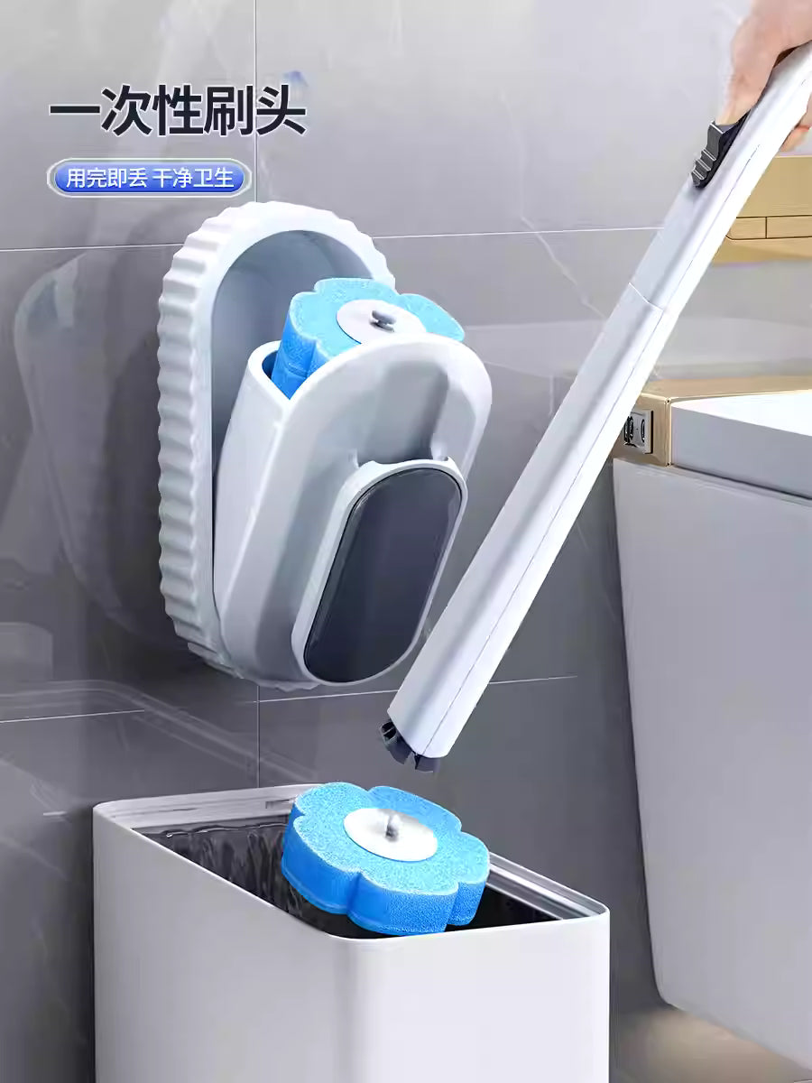 高密度纤维一次性刷头特写，展示预浸清洁因子的纹理细节与即抛式卫生设计。