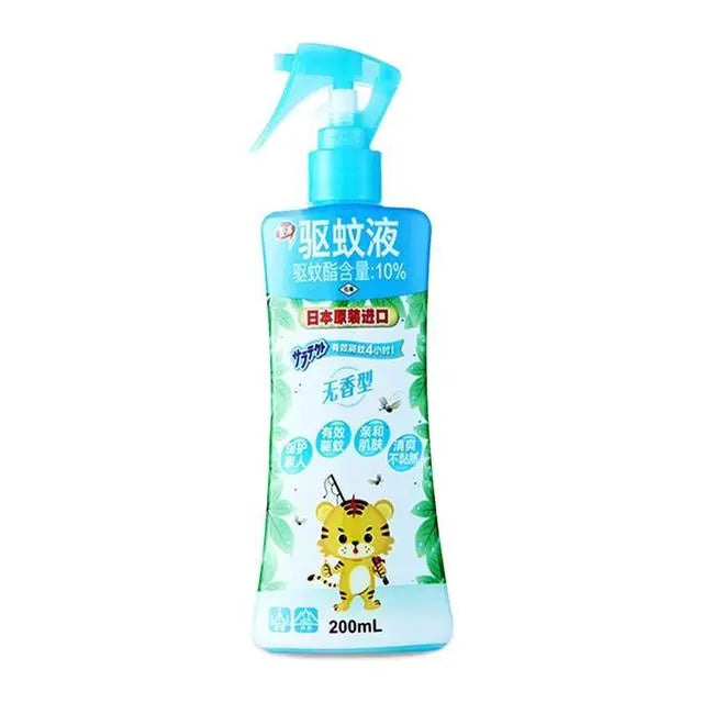 日本安速小老虎驱蚊喷雾 200ml 瓶身正面图，白色瓶身配橙色标签