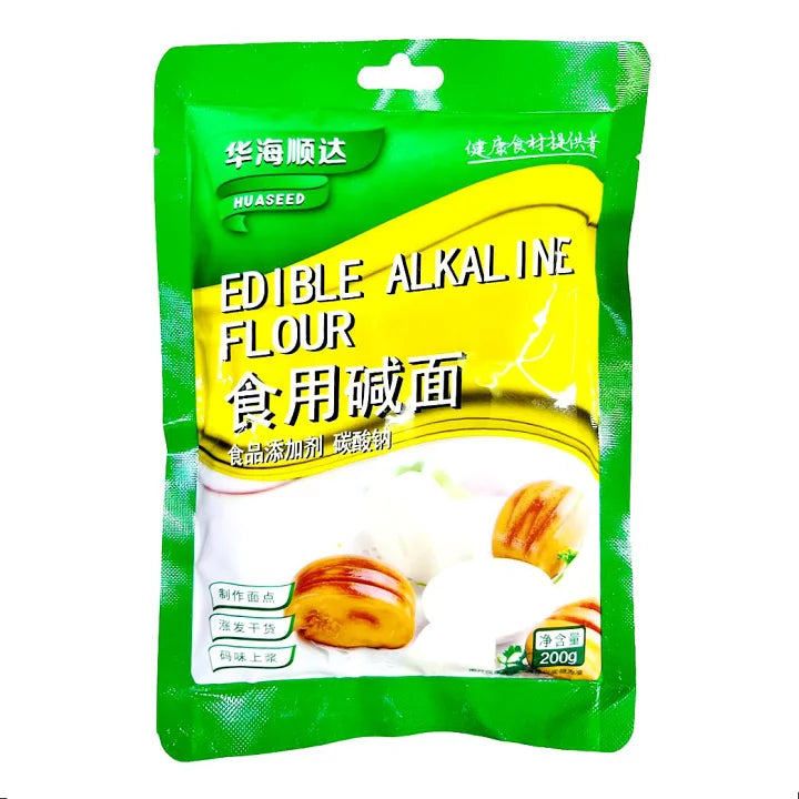 华海顺达食用碱面 200g 包装袋正面，白色背景展示产品全貌