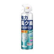 日产风扇清洁剂500ml瓶装，白色喷雾瓶身印有风扇图案及强力去污、除菌说明。