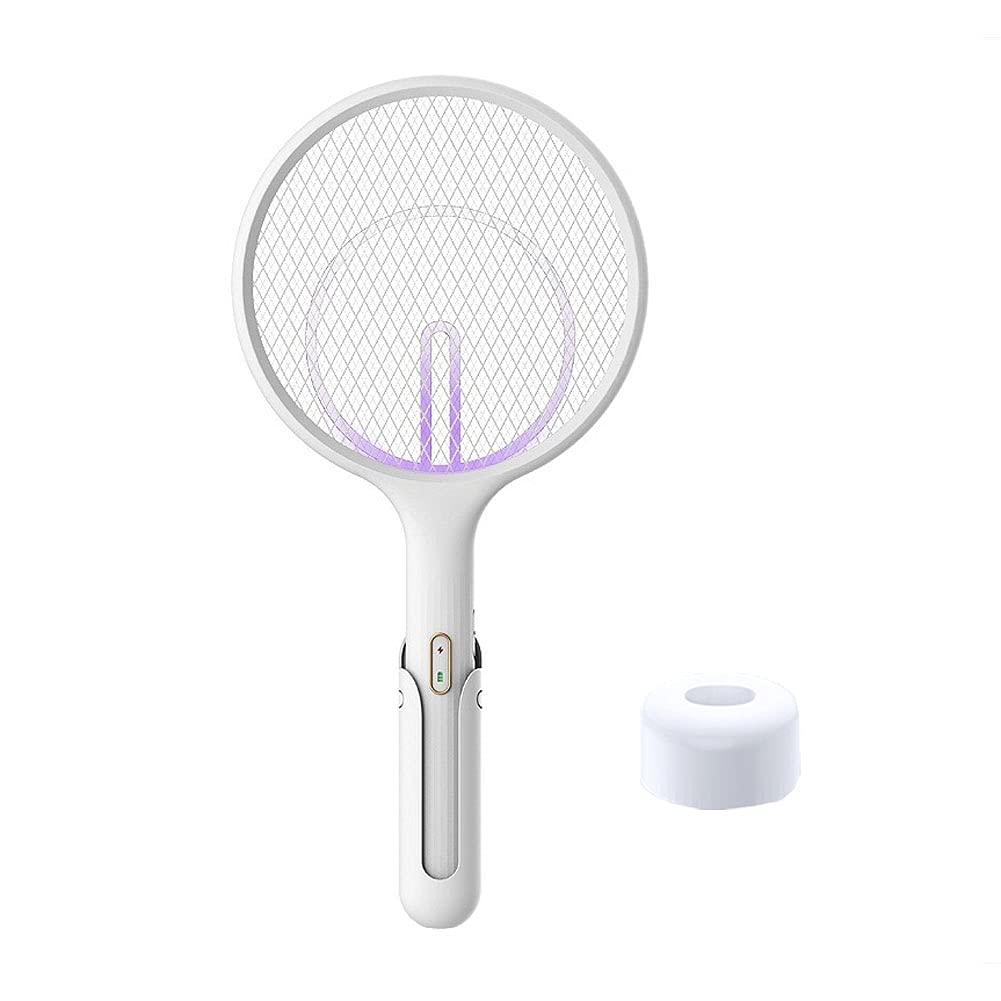 二合一充电灭蚊拍标准款正面图，展示可立底座与手持拍头设计